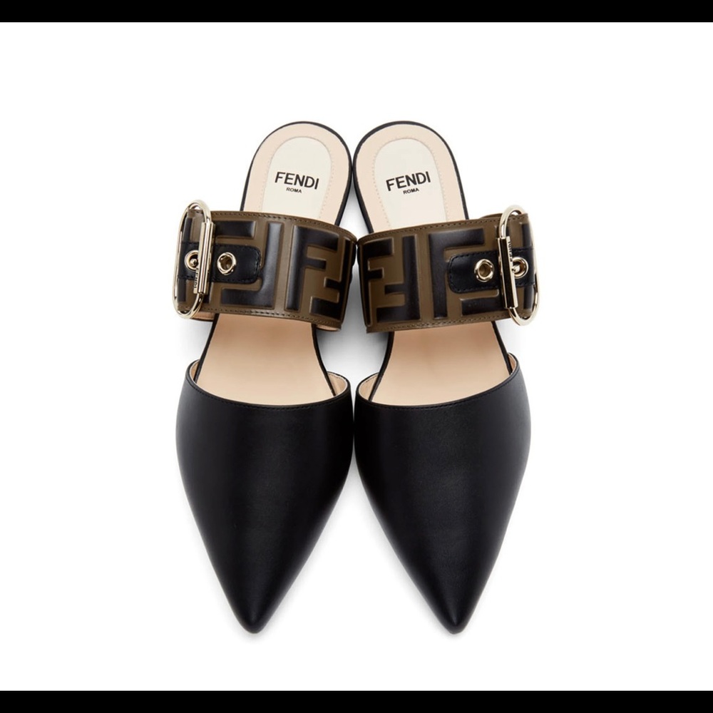 COPY - FENDI Brown & Black Sabot Slippers - size 40